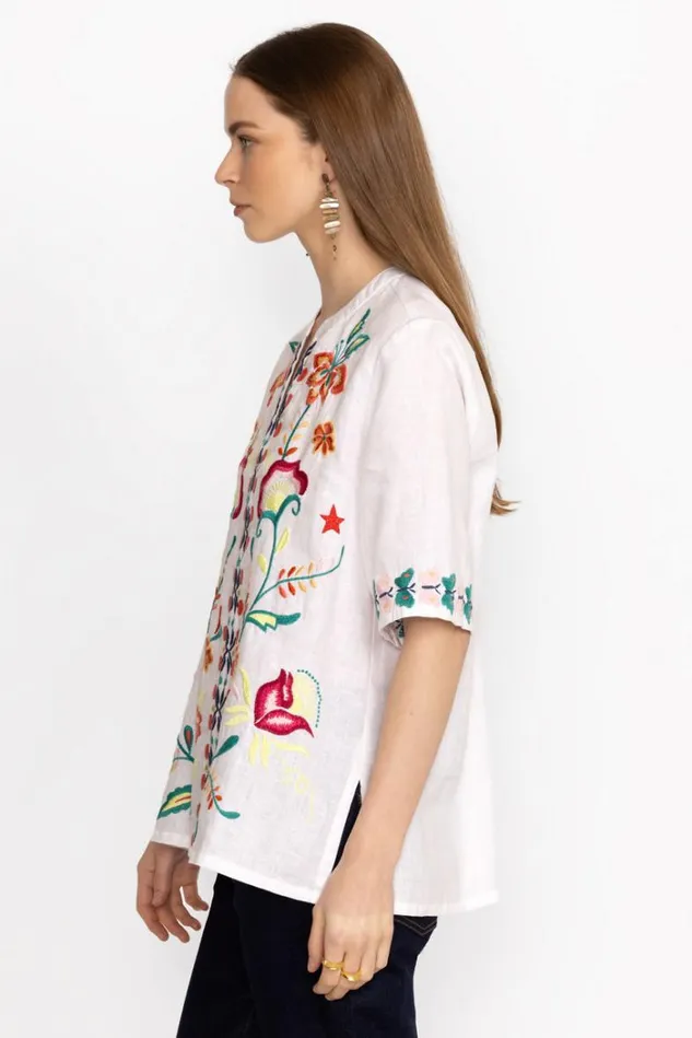 Women AVERI EASY VNECK TOP White Johnny Was Tops Women AVERI EASY VNECK TOP White Johnny Was Tops