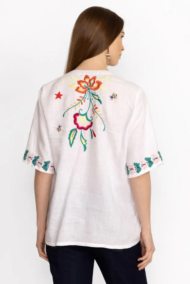 Women AVERI EASY VNECK TOP White Johnny Was Tops Women AVERI EASY VNECK TOP White Johnny Was Tops