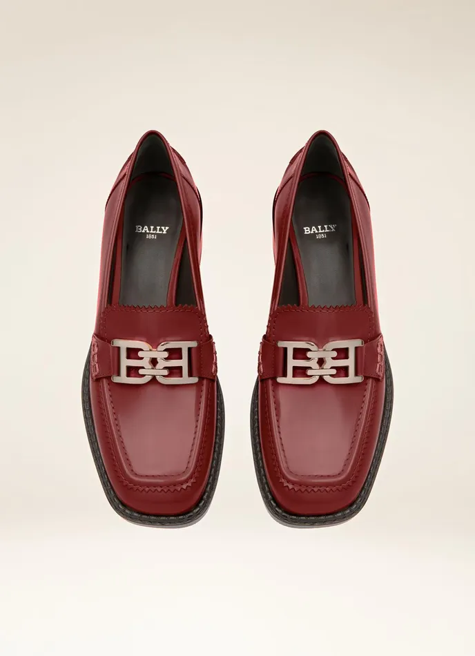 Women Bally Flats and Moccasins Ellyane 8211 Leather Mocassins In Heritage Red