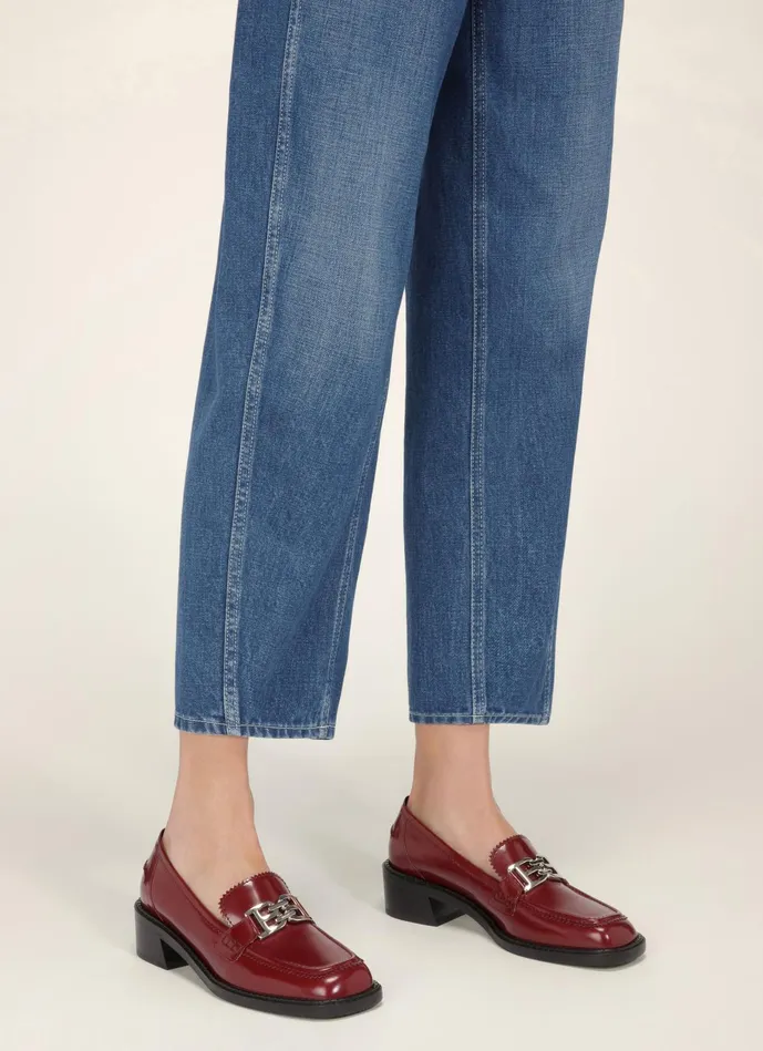 Women Bally Flats and Moccasins Ellyane 8211 Leather Mocassins In Heritage Red