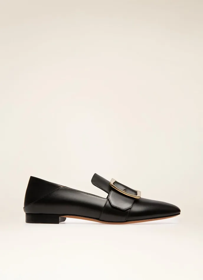 Women Bally Flats and Moccasins Janelle 8211 Calf Leather Slipper In Black