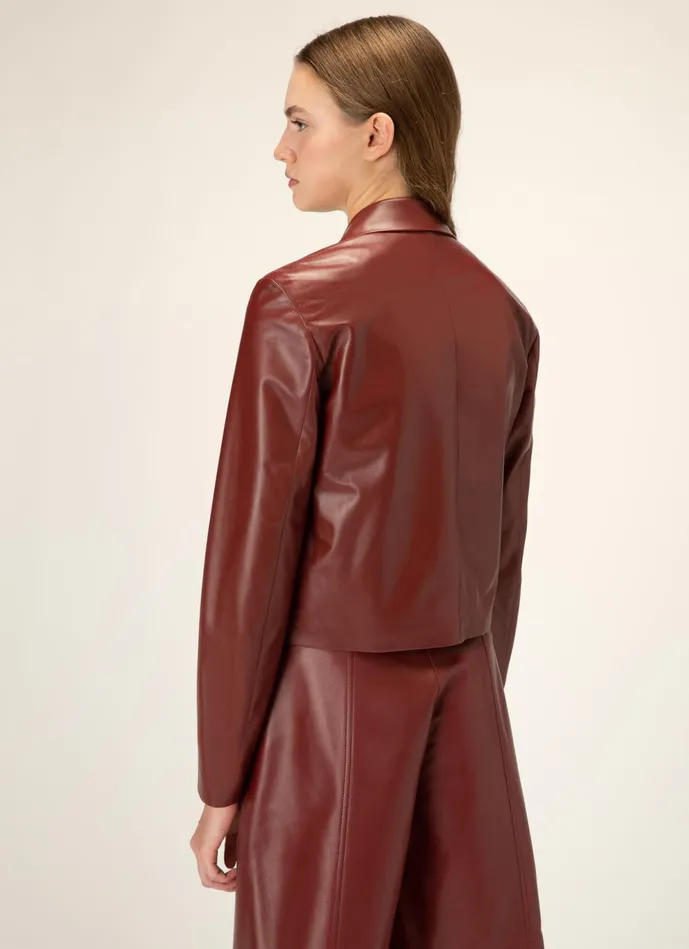 Women Bally Leather Cropped Jacket 8211 Leather Outerwear In Heritage Red