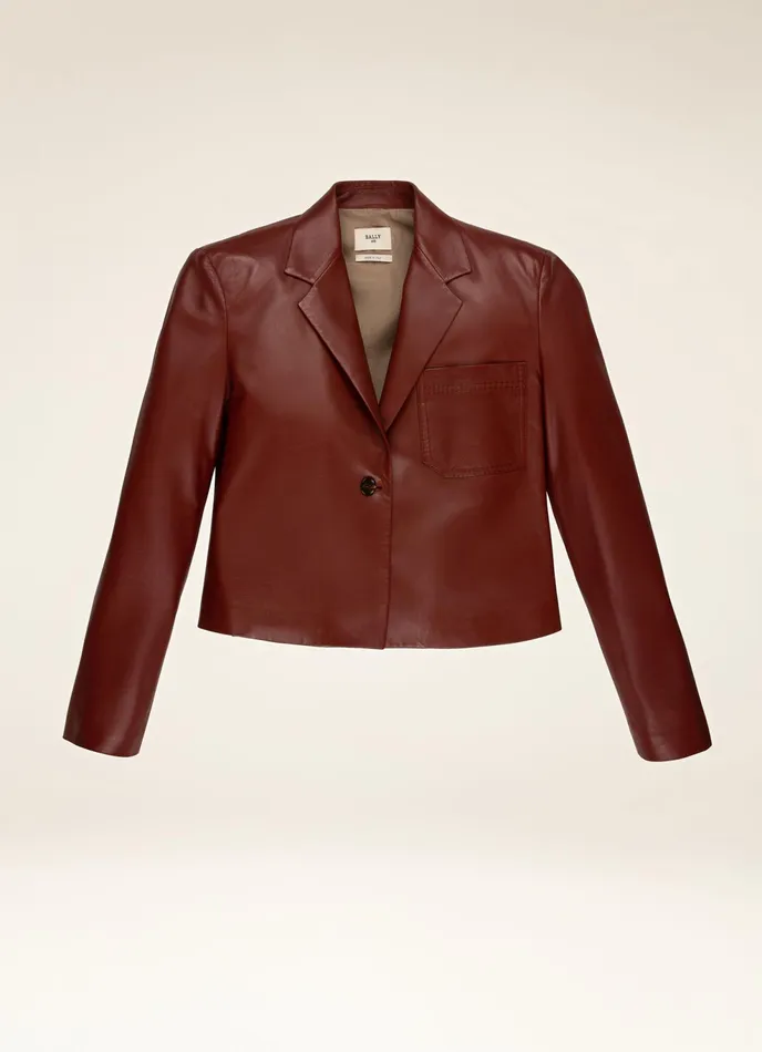 Women Bally Leather Cropped Jacket 8211 Leather Outerwear In Heritage Red