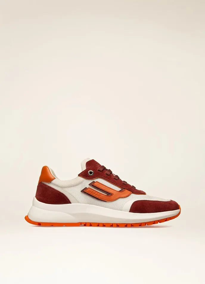 Women Bally Sneakers Demmy 8211 Mesh and Leather Sneakers In Heritage Red Orange and White