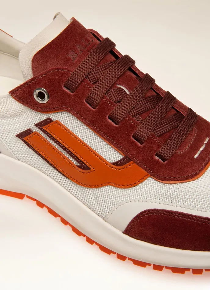 Women Bally Sneakers Demmy 8211 Mesh and Leather Sneakers In Heritage Red Orange and White