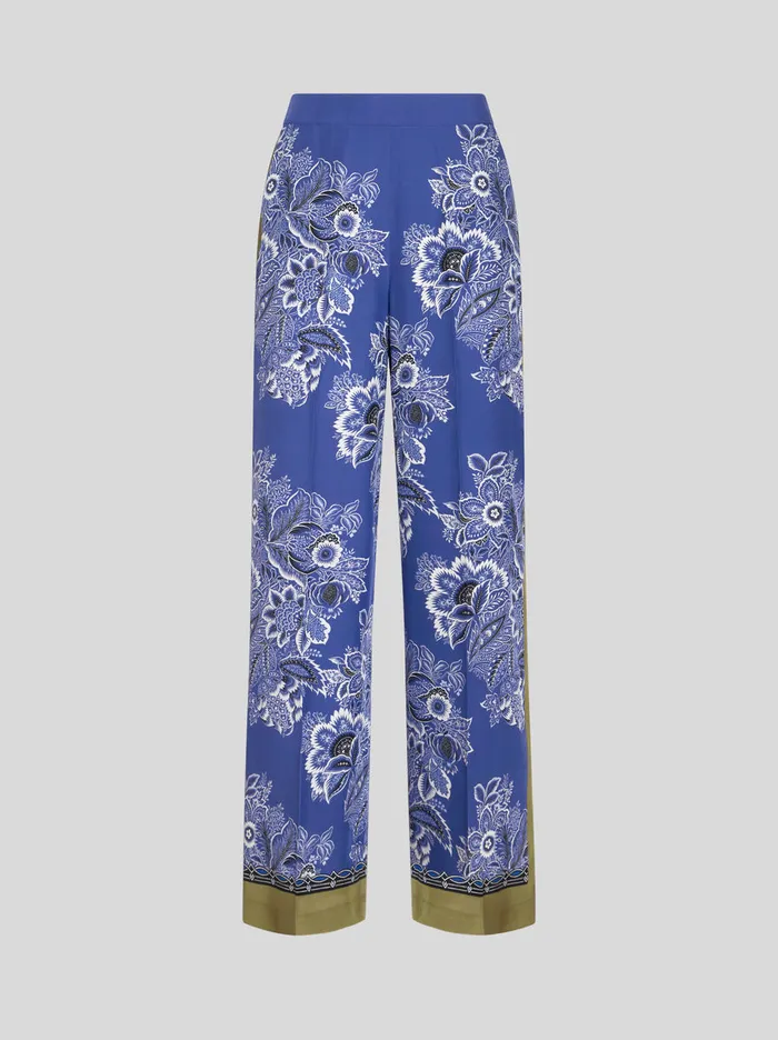 Women Bandanna Bouquet Palazzo Trousers Etro Trousers