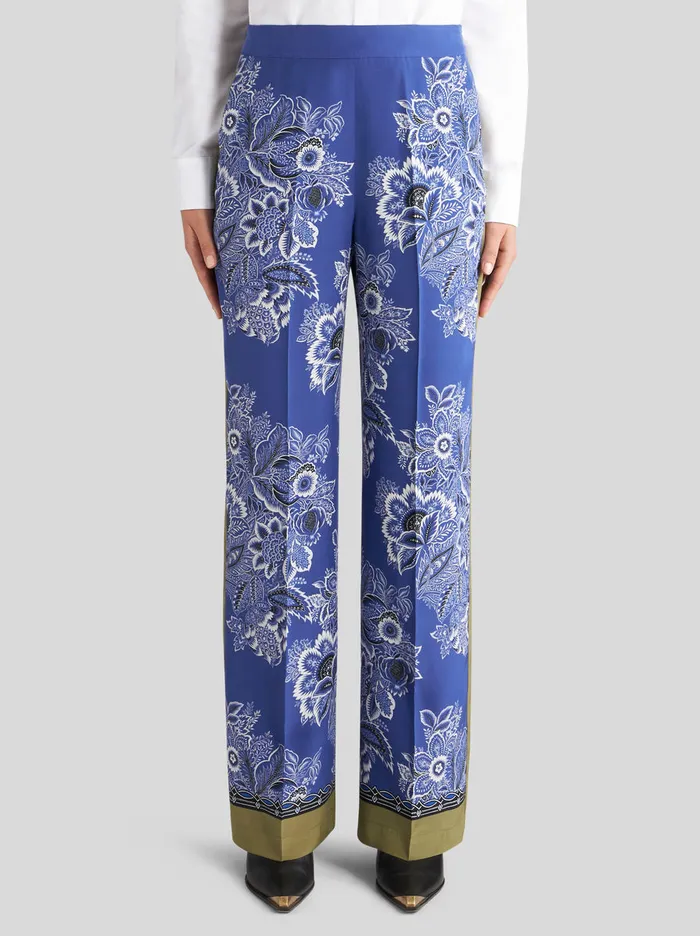 Women Bandanna Bouquet Palazzo Trousers Etro Trousers