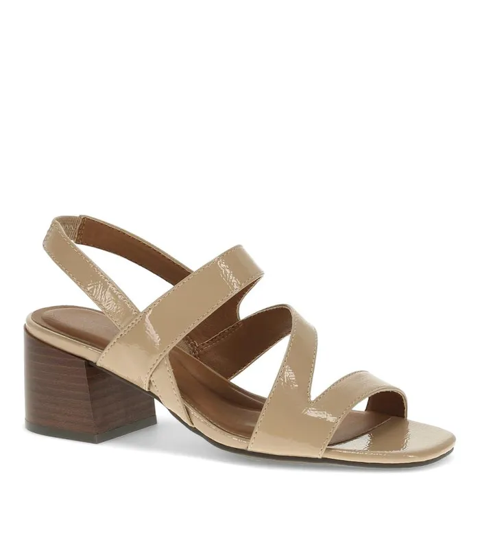 Women Baretraps Dress Shoes Posha Block Heel Sandal Latte Patent