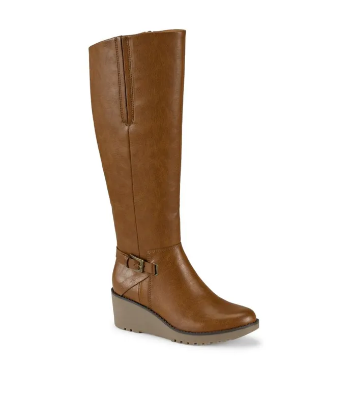 Women Baretraps Knee High Boots Winifred Tall Wedge Boot Cognac
