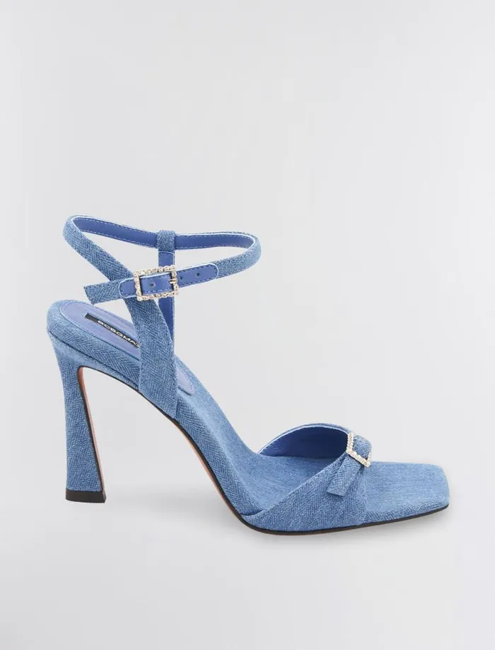 Women BCBG Shoes Skena Sandal Heel Blue Denim
