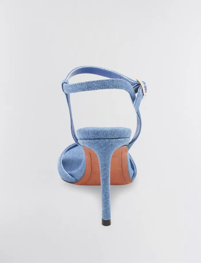 Women BCBG Shoes Skena Sandal Heel Blue Denim