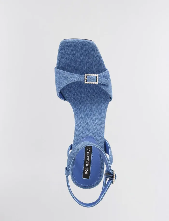 Women BCBG Shoes Skena Sandal Heel Blue Denim