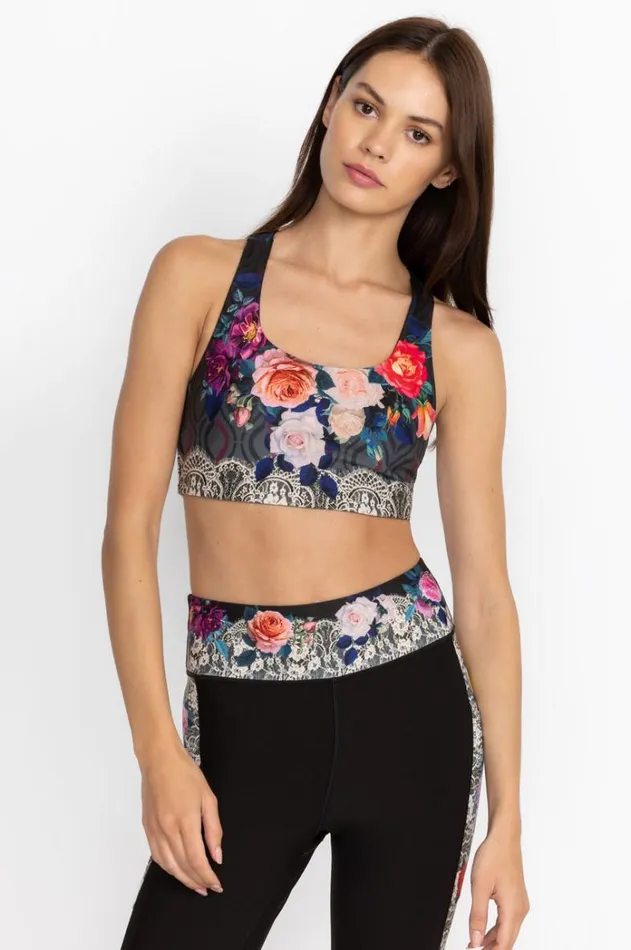 Women Bee Active Reversible Sports Bra Rose Lace Johnny Was Active