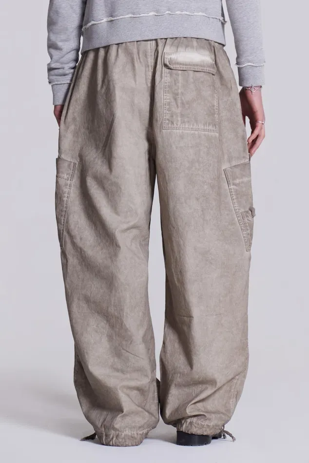 Women Beige Oil Wash Parachute Cargo Pants Jaded London Trousers and Pants