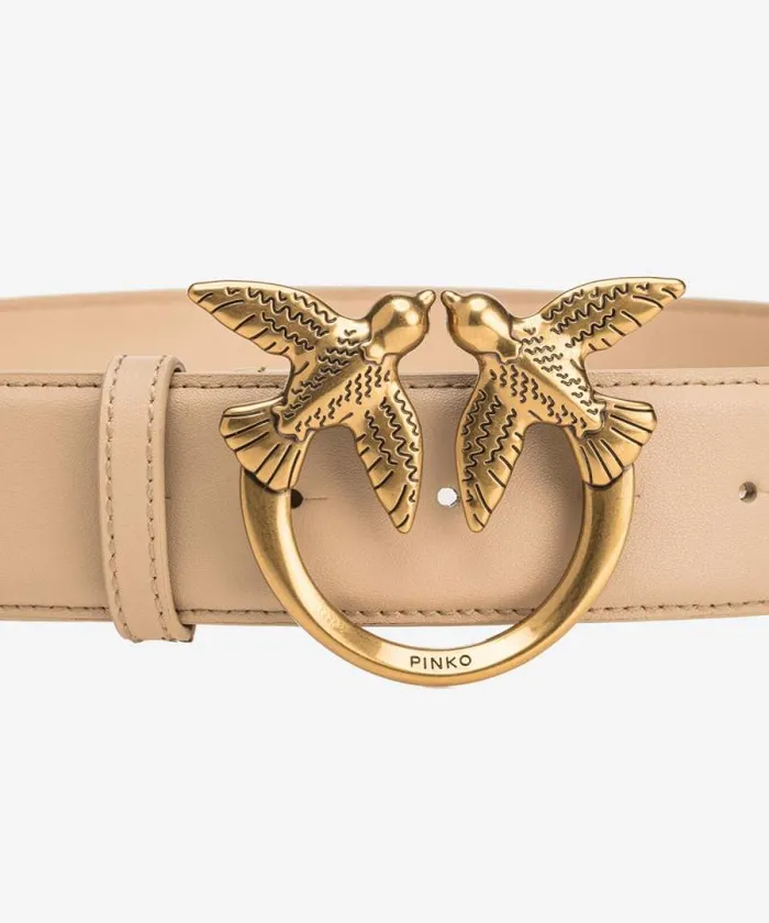 Women Belts Pinko Love Birds High Leather Belt 4cm Sandantique Gold Women Belts Pinko Love Birds High Leather Belt 4cm Sandantique Gold