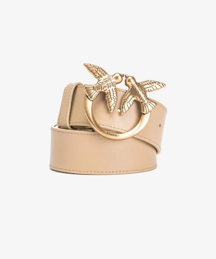 Women Belts Pinko Love Birds High Leather Belt 4cm Sandantique Gold Women Belts Pinko Love Birds High Leather Belt 4cm Sandantique Gold