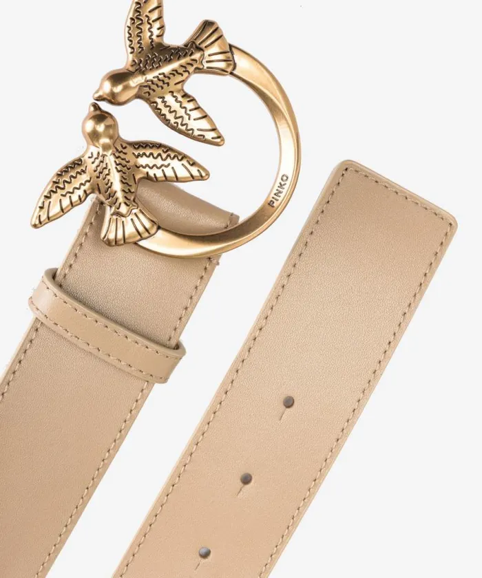 Women Belts Pinko Love Birds High Leather Belt 4cm Sandantique Gold Women Belts Pinko Love Birds High Leather Belt 4cm Sandantique Gold