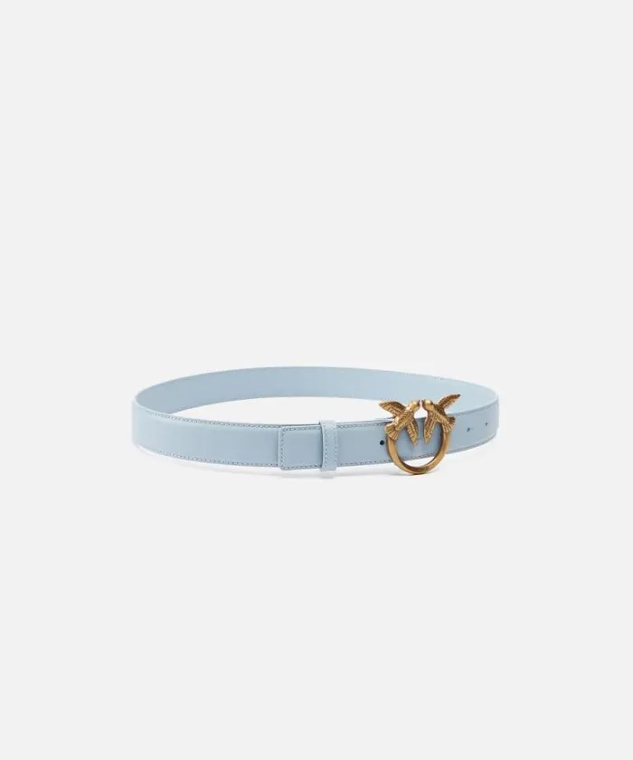Women Belts Pinko Love Birds Leather Belt 3cm Lightblueantique Gold Women Belts Pinko Love Birds Leather Belt 3cm Lightblueantique Gold