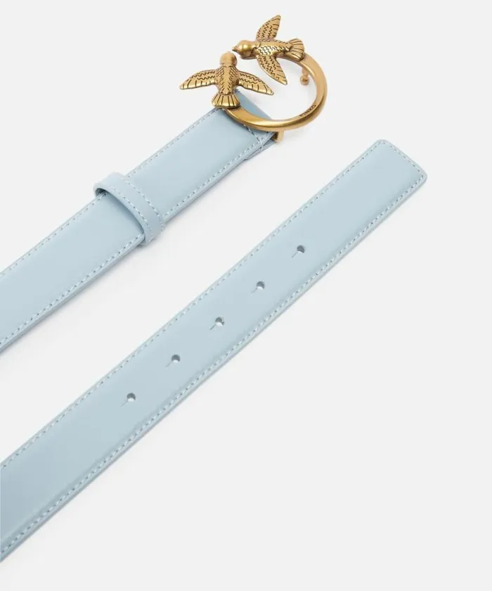 Women Belts Pinko Love Birds Leather Belt 3cm Lightblueantique Gold Women Belts Pinko Love Birds Leather Belt 3cm Lightblueantique Gold