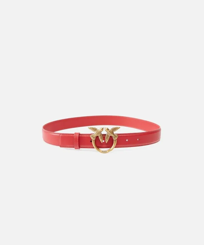 Women Belts Pinko Love Birds Leather Belt 3cm Redantiquegold