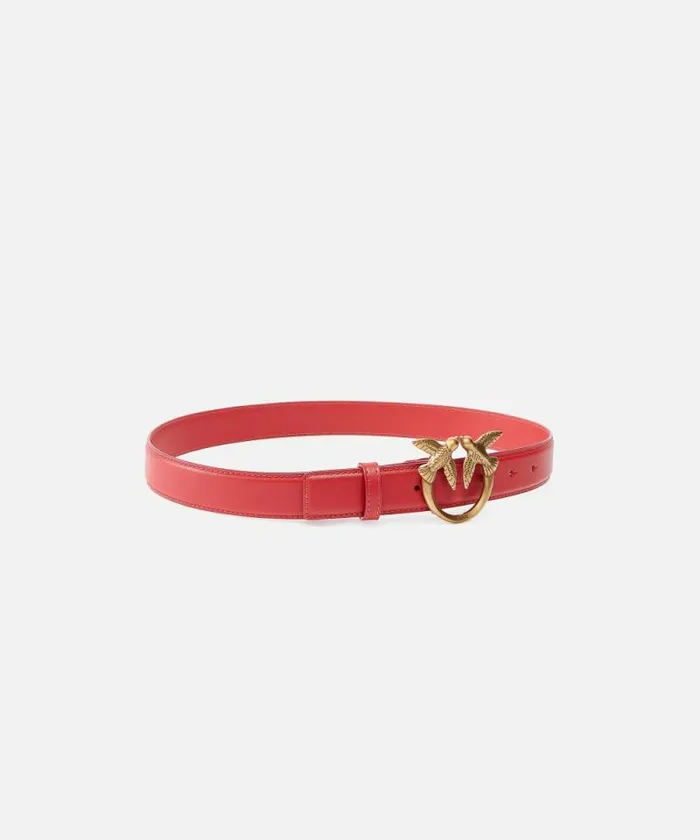 Women Belts Pinko Love Birds Leather Belt 3cm Redantiquegold Women Belts Pinko Love Birds Leather Belt 3cm Redantiquegold