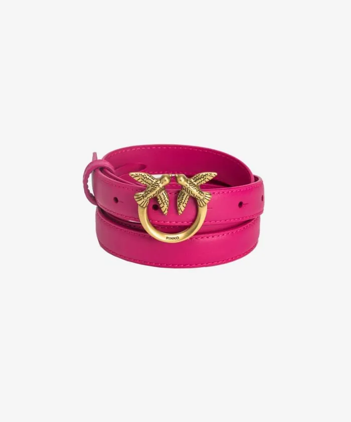 Women Belts Pinko Love Birds Thin Leather Belt 2cm Pinko Pinkantique Gold Women Belts Pinko Love Birds Thin Leather Belt 2cm Pinko Pinkantique Gold