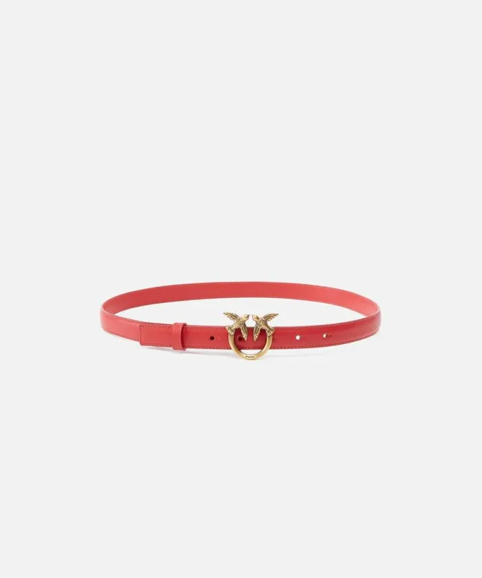 Women Belts Pinko Love Birds Thin Leather Belt 2cm Redantiquegold