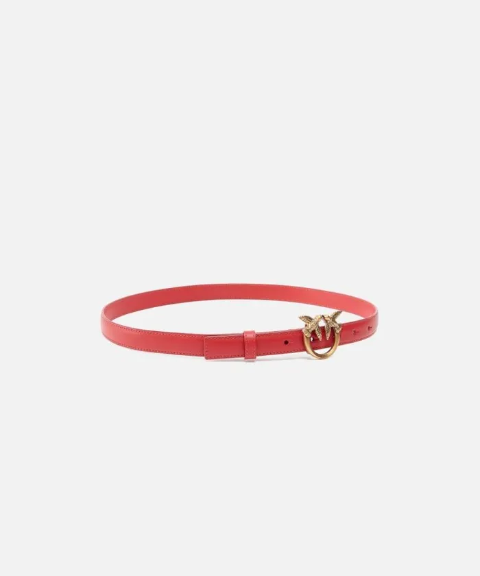 Women Belts Pinko Love Birds Thin Leather Belt 2cm Redantiquegold Women Belts Pinko Love Birds Thin Leather Belt 2cm Redantiquegold