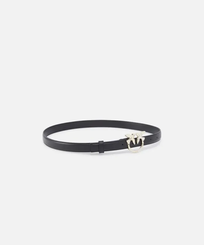 Women Belts Pinko PINKO Galleria Slim 2cm Leather Belt With Birds Buckle Blacklight Gold Women Belts Pinko PINKO Galleria Slim 2cm Leather Belt With Birds Buckle Blacklight Gold