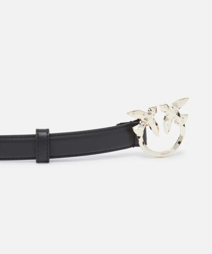 Women Belts Pinko PINKO Galleria Slim 2cm Leather Belt With Birds Buckle Blacklight Gold Women Belts Pinko PINKO Galleria Slim 2cm Leather Belt With Birds Buckle Blacklight Gold