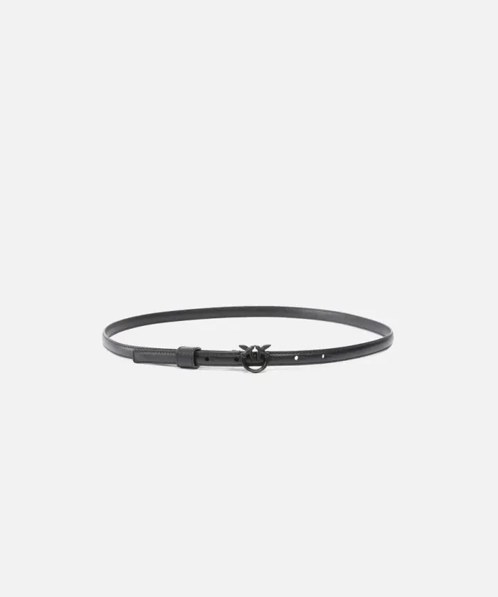 Women Belts Pinko Superthin Colourblock Love Birds Belt 1cm Limo Black Block Colour