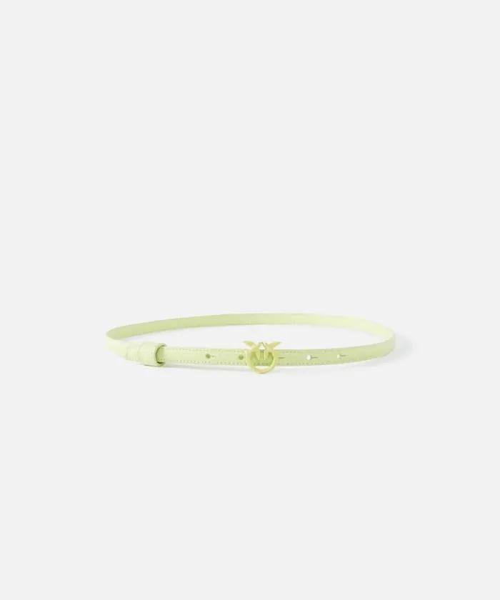Women Belts Pinko Superthin Colourblock Love Birds Belt 1cm Pistachio Colour Block