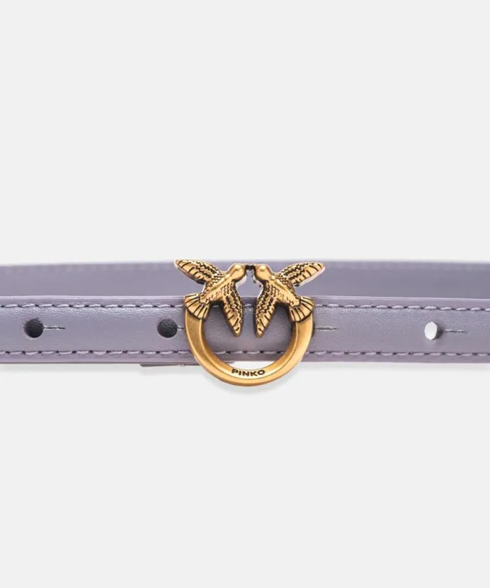 Women Belts Pinko Thin Belt With Love Birds Buckle 1cm Ash Purpleantiquegold Women Belts Pinko Thin Belt With Love Birds Buckle 1cm Ash Purpleantiquegold