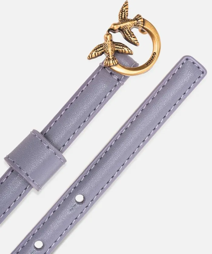 Women Belts Pinko Thin Belt With Love Birds Buckle 1cm Ash Purpleantiquegold Women Belts Pinko Thin Belt With Love Birds Buckle 1cm Ash Purpleantiquegold