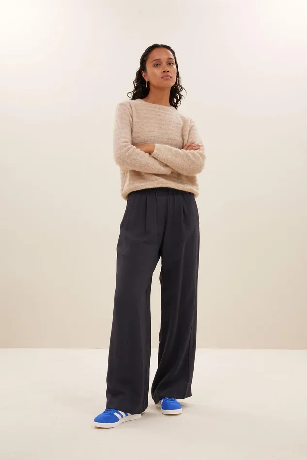 Women Benji Satin Stripe Pants Graphite Bybar Trousers