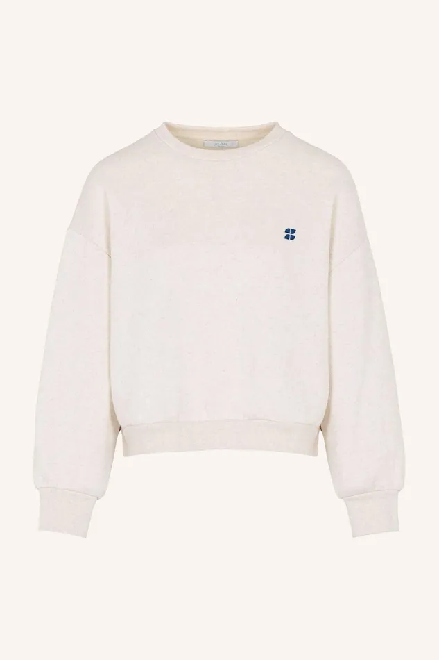 Women Bibi Small Logo Sweater Oyster Melee Bybar Sweaters Women Bibi Small Logo Sweater Oyster Melee Bybar Sweaters