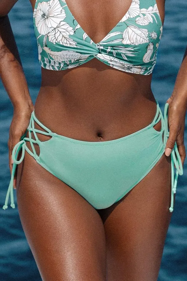 Women Bikini Bottoms Cupshe Fiona Green Laceup Bikini Bottom Green