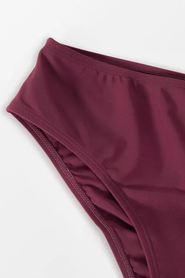 Women Bikini Bottoms Cupshe Keep It Cool Mid Rise Bottom Red
