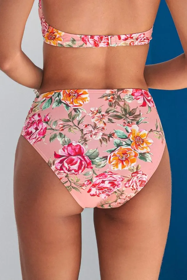 Women Bikini Bottoms Cupshe Rosy Outlook Sash High Waist Bikini Bottom Pink