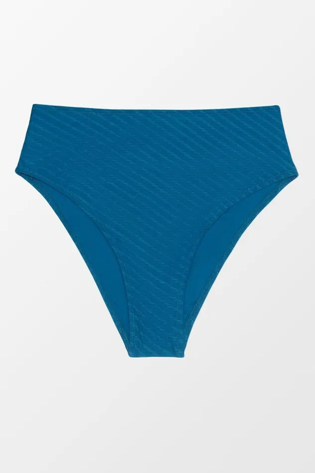Women Bikini Bottoms Cupshe Tayler Textured High Waisted Bikini Bottom Blue