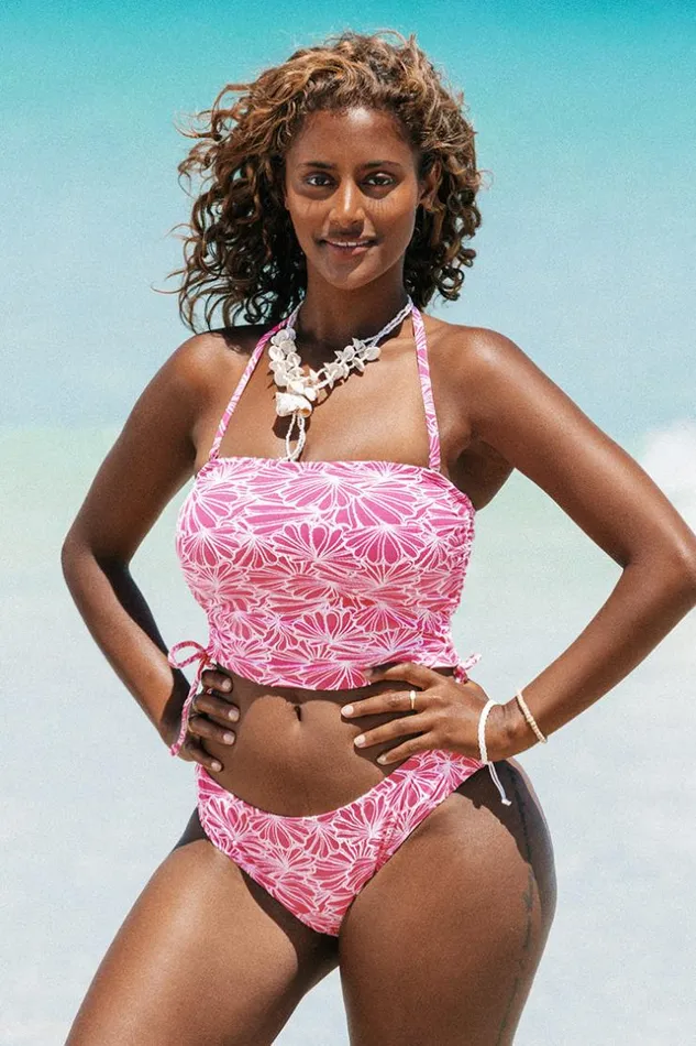Women Bikini Sets Cupshe Abigayle Jacquard Drawstring Side Halter Tankini Pink Women Bikini Sets Cupshe Abigayle Jacquard Drawstring Side Halter Tankini Pink