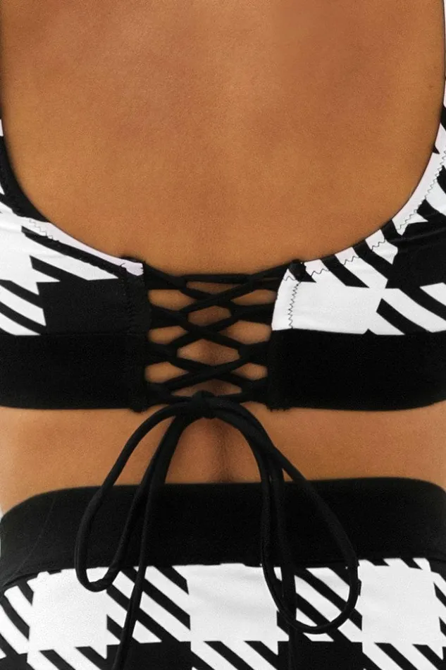 Women Bikini Sets Cupshe Black And White Plaid High Waisted Bikini Blackwhite