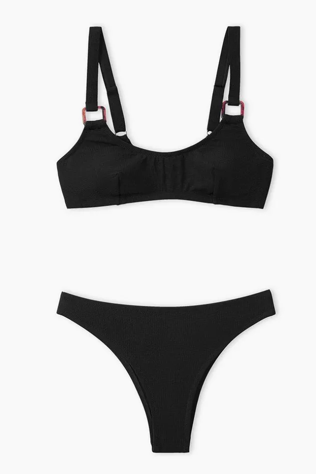 Women Bikini Sets Cupshe Penny Black Tank Low Waisted Bikini Black