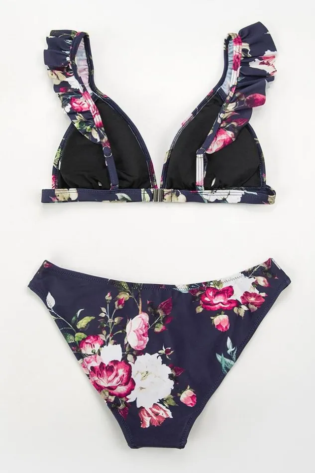 Women Bikini Sets Cupshe Ruffle Floral Bikini Multicolor