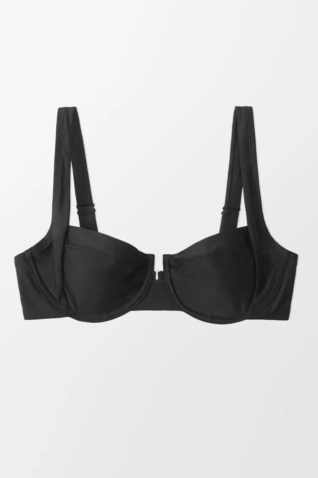 Women Bikini Tops Cupshe Destinee Black Sweetheart Back Hook Bikini Top Black