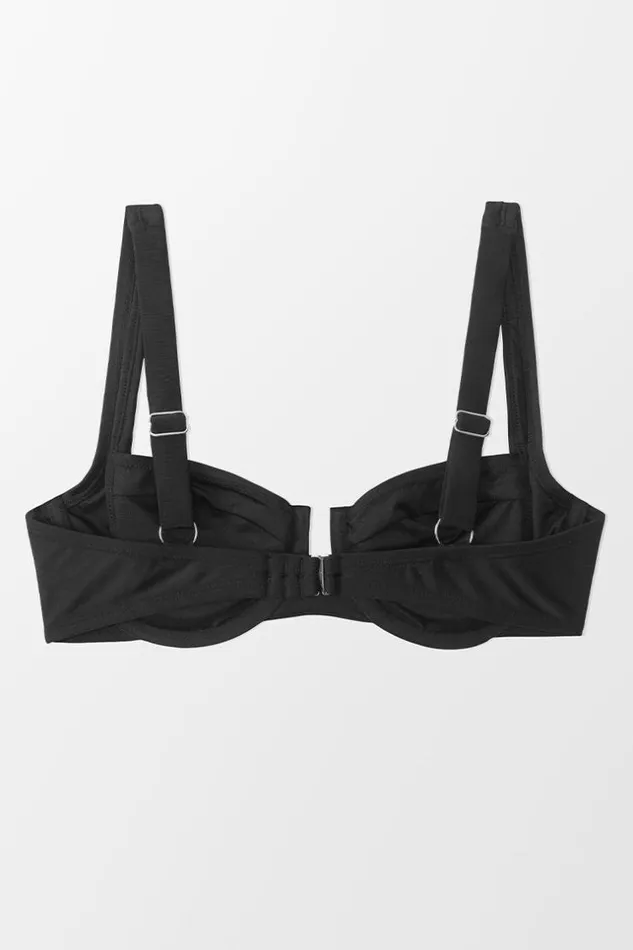 Women Bikini Tops Cupshe Destinee Black Sweetheart Back Hook Bikini Top Black