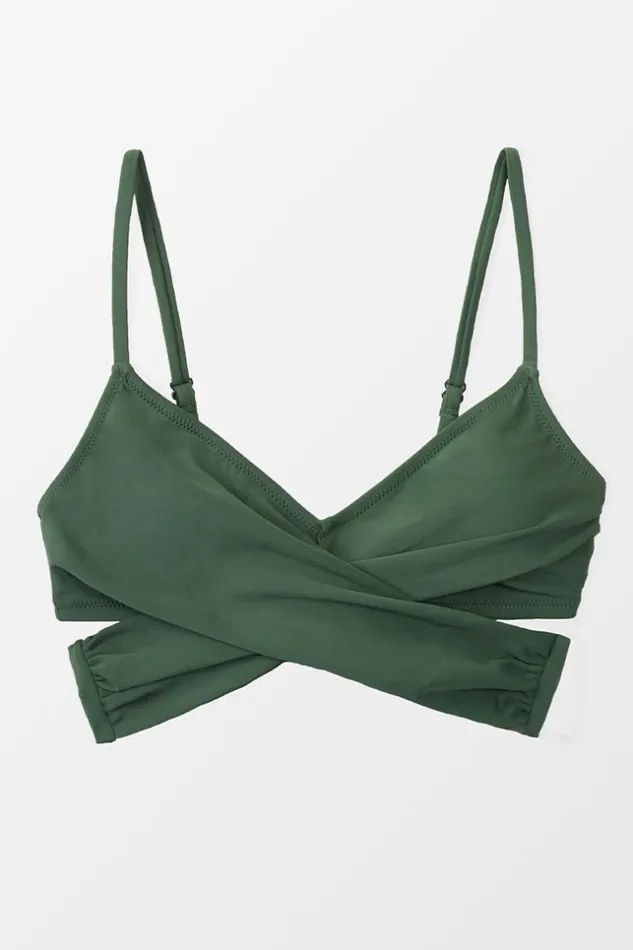 Women Bikini Tops Cupshe Elliott Wrap Tie Back Bikini Top Moss Green