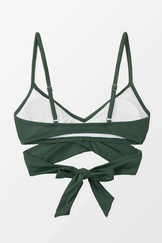 Women Bikini Tops Cupshe Elliott Wrap Tie Back Bikini Top Moss Green