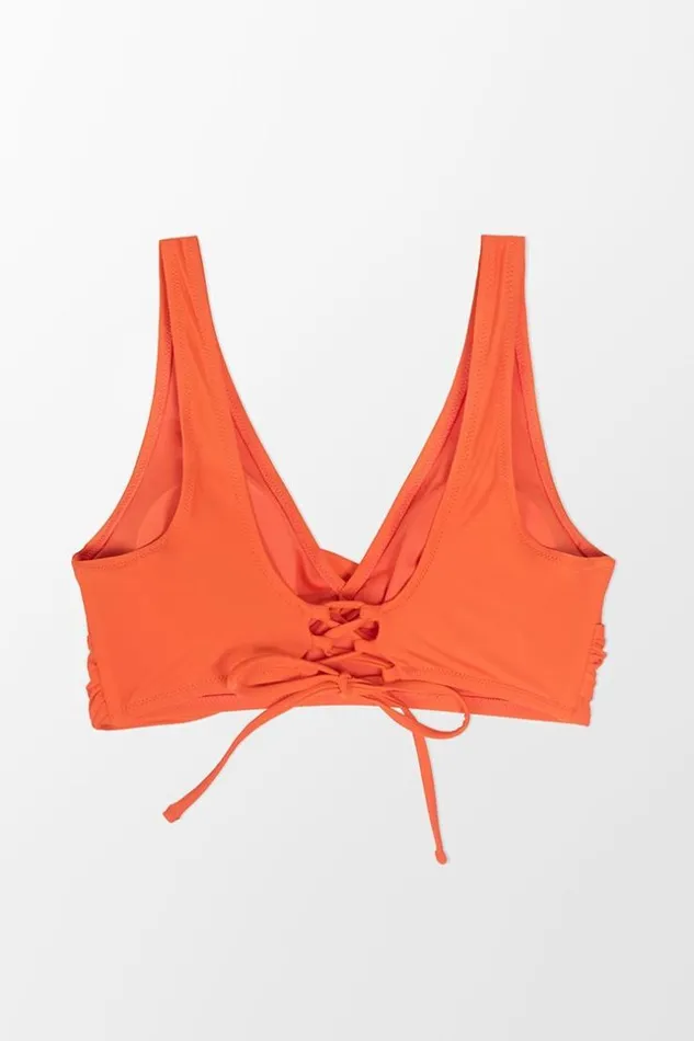 Women Bikini Tops Cupshe Monroe Orange Laceup Back Bikini Top Orange