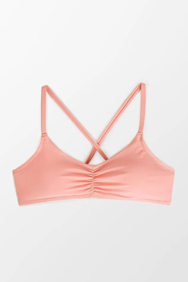 Women Bikini Tops Cupshe Paola Ruched Front Crisscross Bikini Top Pink
